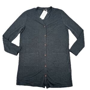 Merokeety Classic Comfy Cardigan Women's XL Gray Lightweight Red Button Up